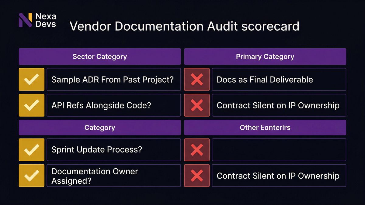 Pre-engagement vendor documentation audit checklist for CTOs evaluating outsourcing partners