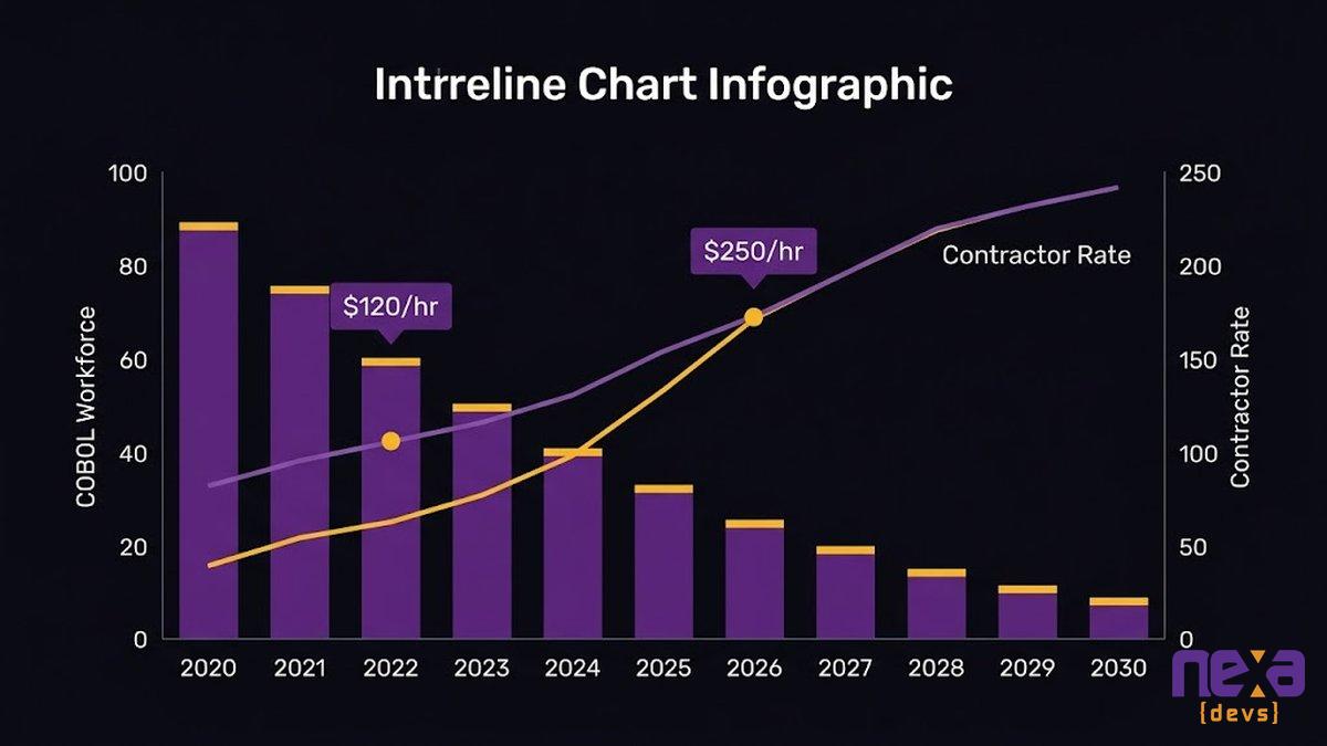 COBOL developer workforce retirement timeline and contractor rate escalation