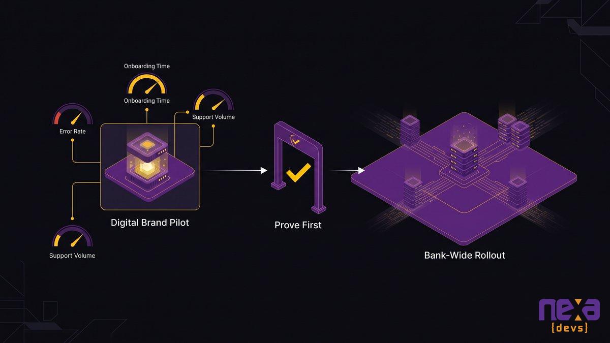 Digital-brand pilot launching on a modern sidecar core before a full bank-wide rollout