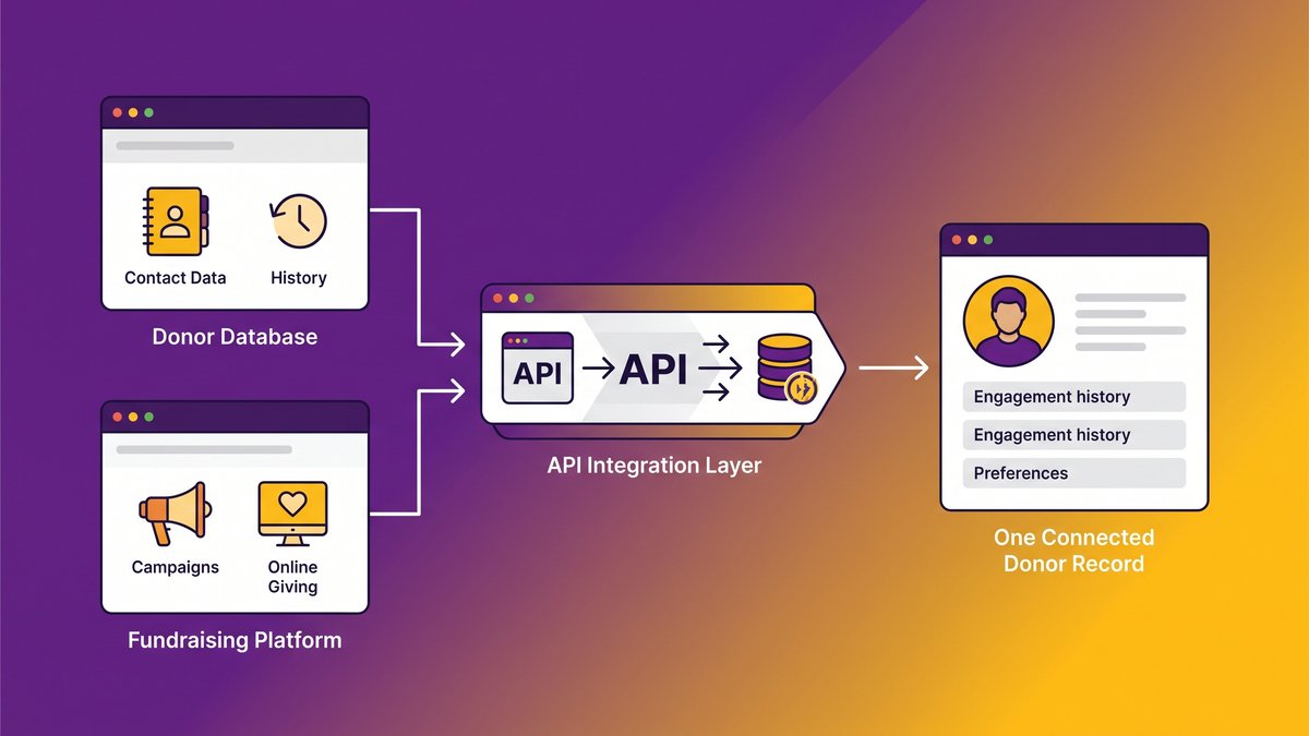 Nonprofit CRM integration connecting a donor database to a fundraising platform